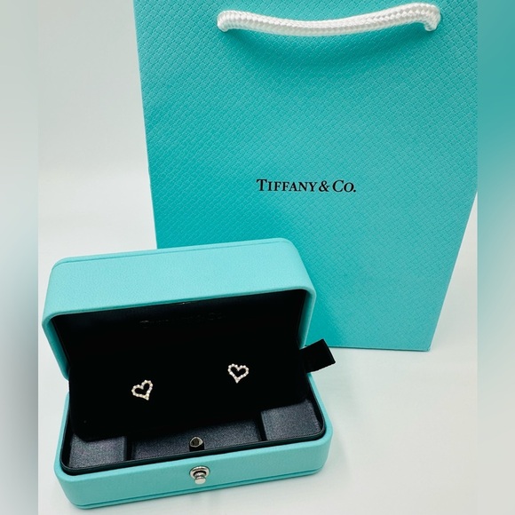 Tiffany & Co. .13 Diamond 18K Rose Gold Heart Earrings with Box - Picture 12 of 13